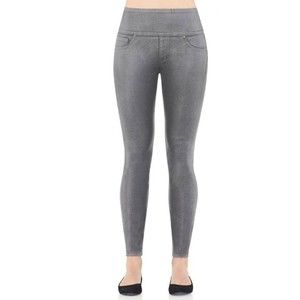 Spanx Solace Denim Pewter Wax Pull On Leggings Pants sz L